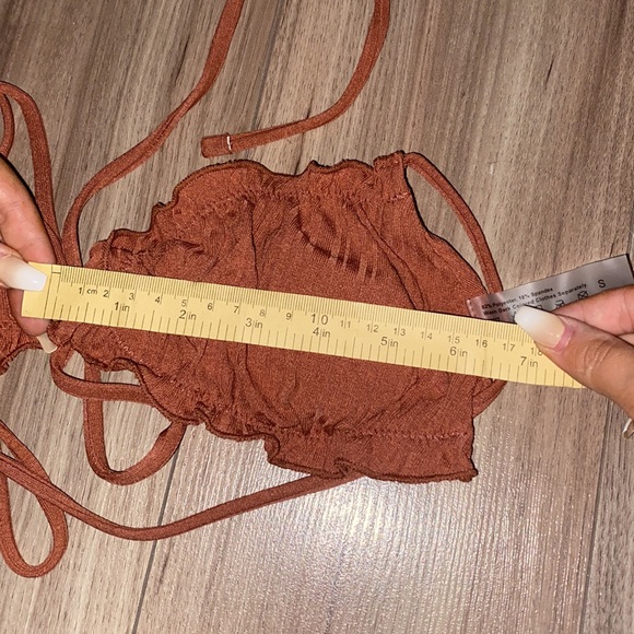 Ribbed ruffled self-tie triangle bikini top - Picture 7 of 7